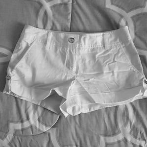 Women's Express White Cuffed Cotton Shorts Size 4